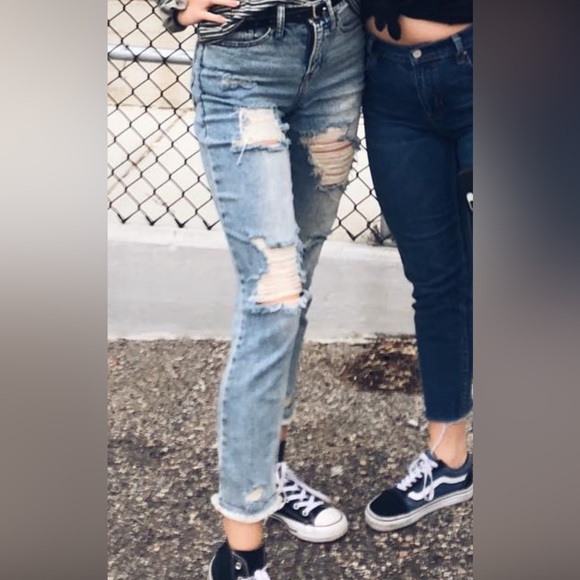 Target Wild Fable Distressed Medium Wash High Rise Jean Size 00 - Picture 6 of 6